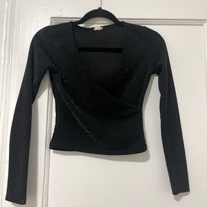 Garage XS sparkly black long sleeve going out top shirt blouse